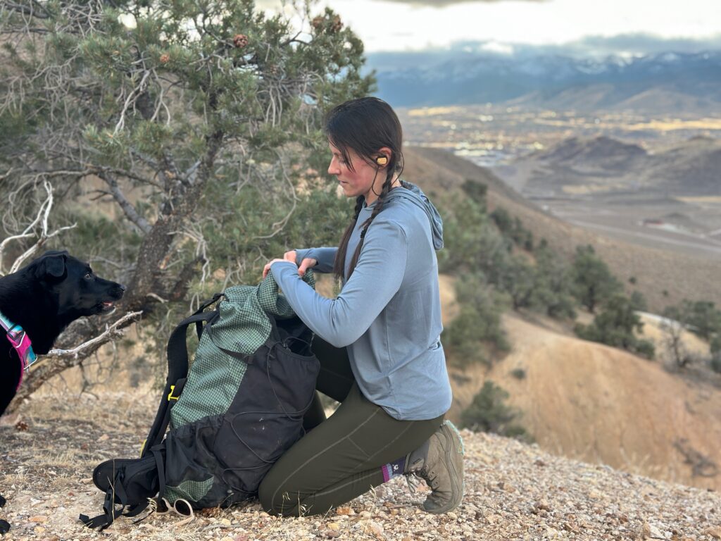 woman hiking in high desert